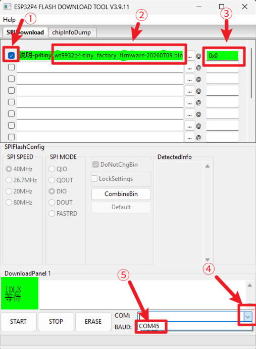 Configure the P4 firmware and serial port