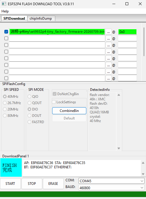 P4 firmware flashing complete