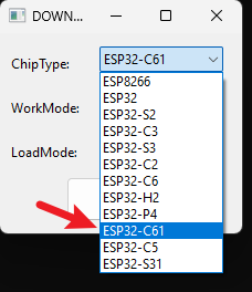 Flash Download Tool 选择 ESP32-C61 芯片