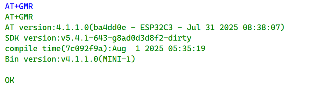 Successful AT Response After Flashing